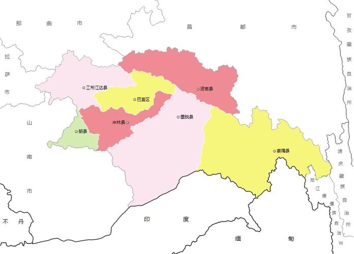 林芝市巴宜区行政区划介绍 林芝行政区划地图